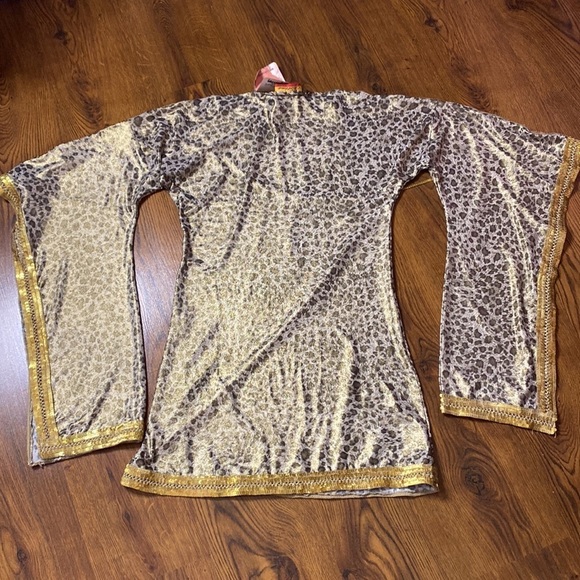 🌷 Beautiful 🌷 Extravagant Bell Sleeve Gold Sequin Leopard Dress From Egypt NWT - Picture 9 of 12